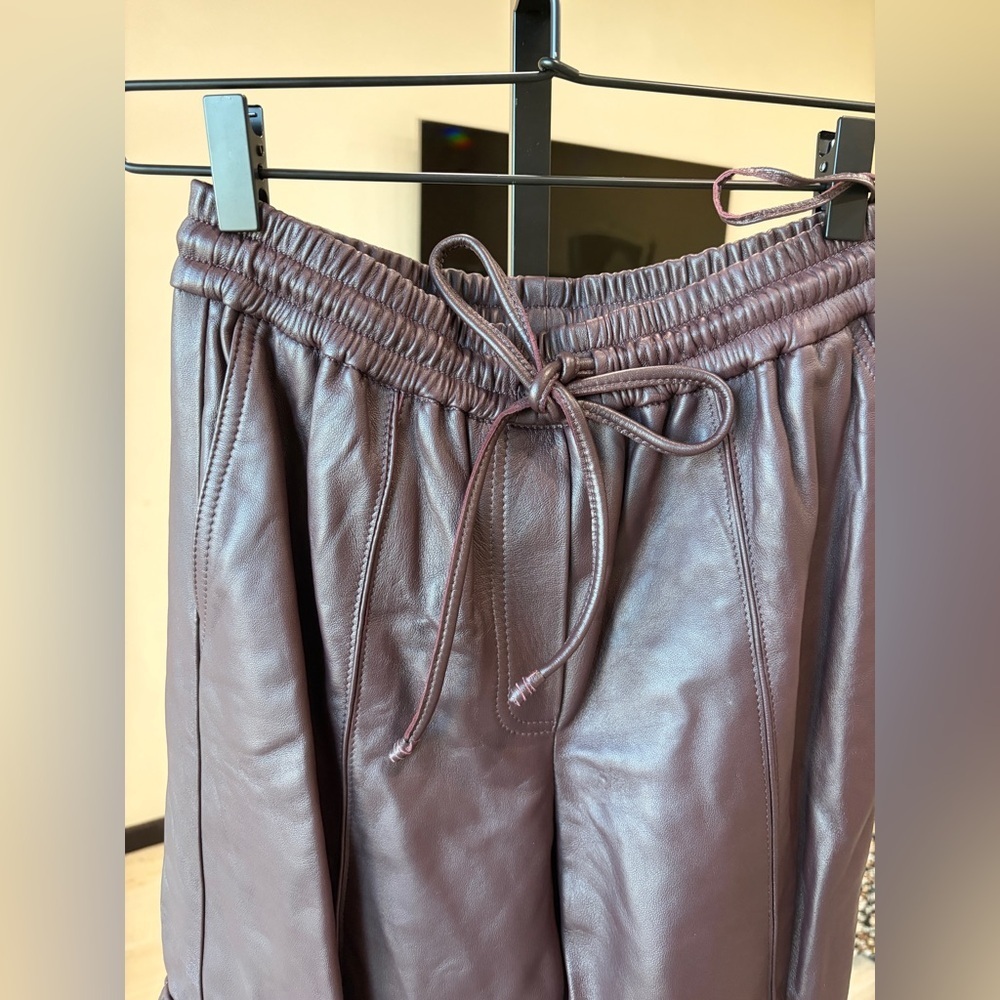 FARM Rio Burgundy Leather Pants - Picture 7 of 15